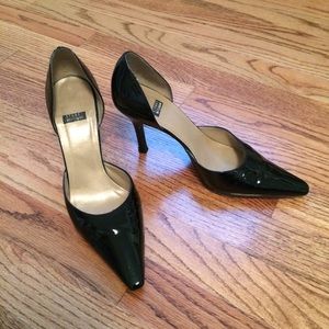 Stuart Weitzman black patent d'orsay heels